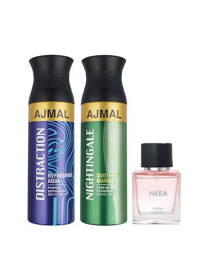Ajmal Distraction & Nightingale Deodorant 200ml 6.7 Fl.oz. Each X2 & Neea Eau De Parfum 50ml 1.6 Fl.oz. | For Unisex Ajmal Distraction & Nightingale Deodorant 200ml 6.7 Fl.oz. Each X2 & Neea Eau De Parfum 50ml 1.6 Fl.oz. | For Unisex
