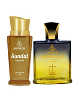 John Phillips Men Sparkle 100ml 3.4 Fl.oz. & Sandal Imperia 60ml 2 Fl.oz. Pack Of 2 Long Lasting Fragrance For Men