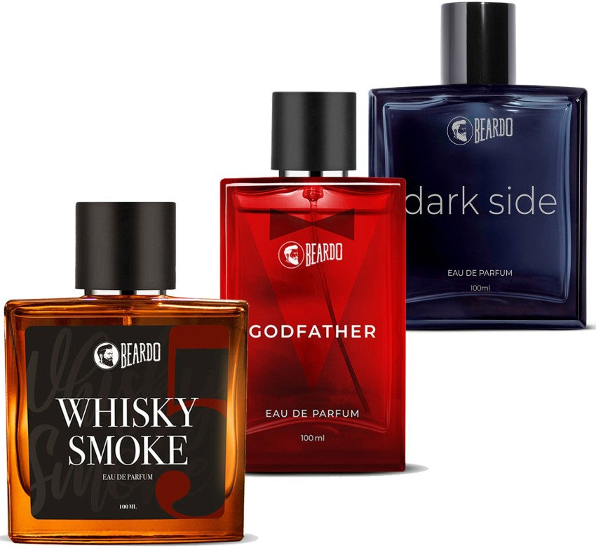 Beardo Whisky Smoke, Godfather & Dark Side Eau De Parfum 300ml 10.1 Fl.oz. Pack Of 3 | Long Lasting Fragrance | Perfect Gift Set For Men Beardo Whisky Smoke, Godfather & Dark Side Eau De Parfum 300ml 10.1 Fl.oz. Pack Of 3 | Long Lasting Fragrance | Perfect Gift Set For Men