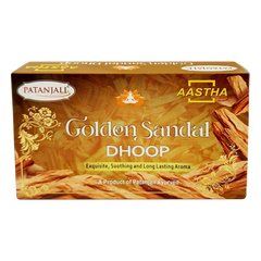 Patanjali Aastha Premium Golden Dhoop Sandal,16 N, With Soothing & Long Lasting Aroma | 76gm