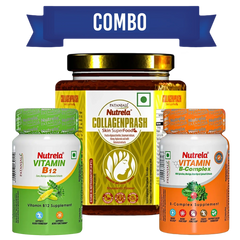 Patanjali Combo-Nutrela Collagenprash (400g) + Nutrela B12 Capsule (30n) + B-Complex (30n), 432gm