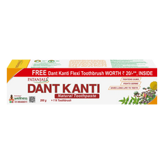Patanjali Dant Kanti Natural Toothpaste 200g & Toothbrush, Turmeric And Cloves Provide Great, 200gm