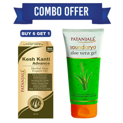 Patanjali Kesh Kanti Advance Herbal Hair Oil 30ml Each 6pcs + 1 Free (B6 G1) Aloe Vera Gel 150ml