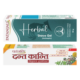 Patanjali Combo Herbal Shave Gel + Dant Kanti Natural Toothpaste (50g+40g), With Turmeric & Cloves