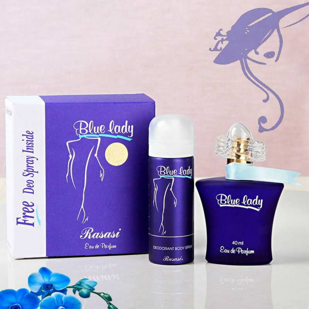 Rasasi Blue Lady Eau De Parfum 1.3 Fl.oz. + 1.6 fl.oz. With Free Deo Spray | Women Fragrance Rasasi Blue Lady Eau De Parfum 1.3 Fl.oz. + 1.6 fl.oz. With Free Deo Spray | Women Fragrance