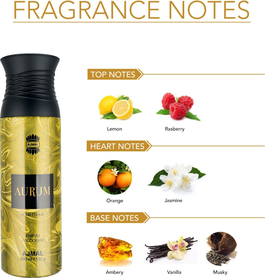 Ajmal Aurum Pour Femme Parfum Deodrant 200ml 6.4 Fl.oz. Each Pack Of 2 | Perfect Gift For Girlfriend Ajmal Aurum Pour Femme Parfum Deodrant 200ml 6.4 Fl.oz. Each Pack Of 2 | Perfect Gift For Girlfriend