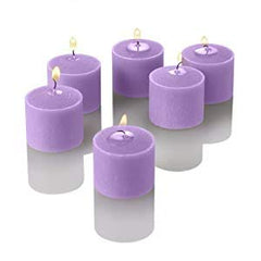 PURPLE LAVENDER FRAGRANCE VOTIVE WAX CANDLES SET OF 12 | BURNING TIME 10 HOURS