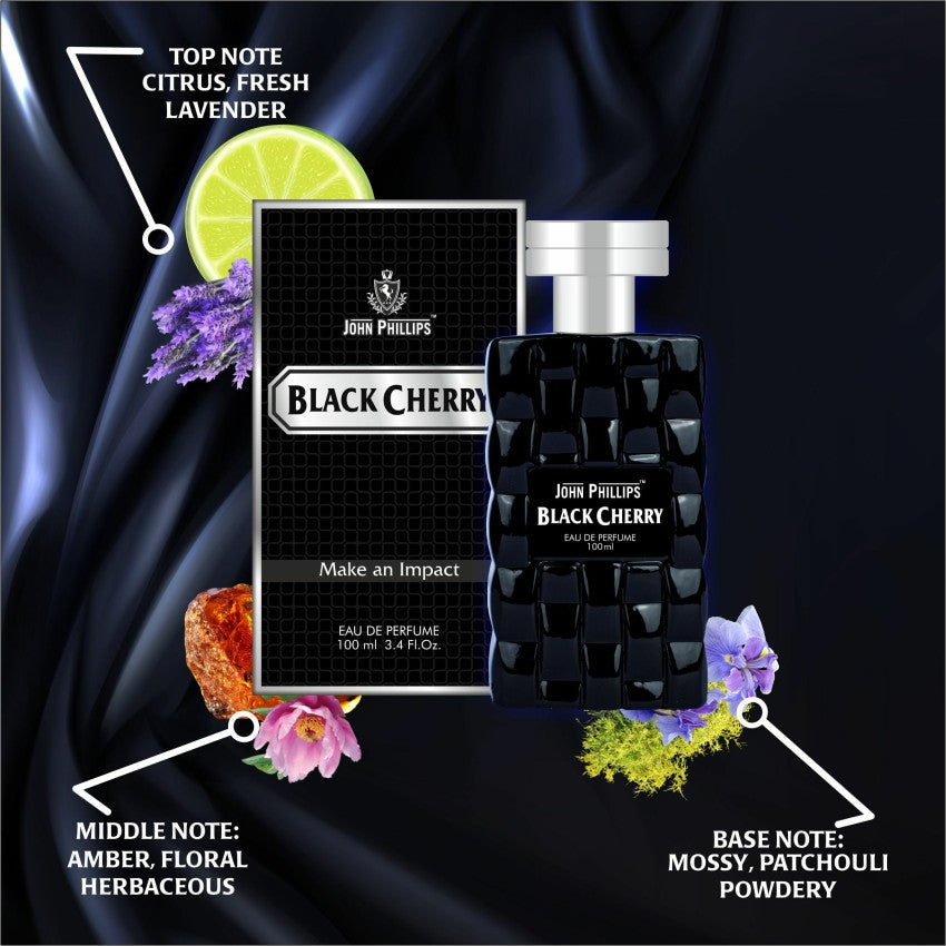 John Phillips Black Cherry Eau De Parfum 100ml 3.4 Fl.oz. & Chocolate Long Lasting Eau De Parfum 60ml 2 Fl.oz. | Pack Of 2 For Unisex John Phillips Black Cherry Eau De Parfum 100ml 3.4 Fl.oz. & Chocolate Long Lasting Eau De Parfum 60ml 2 Fl.oz. | Pack Of 2 For Unisex