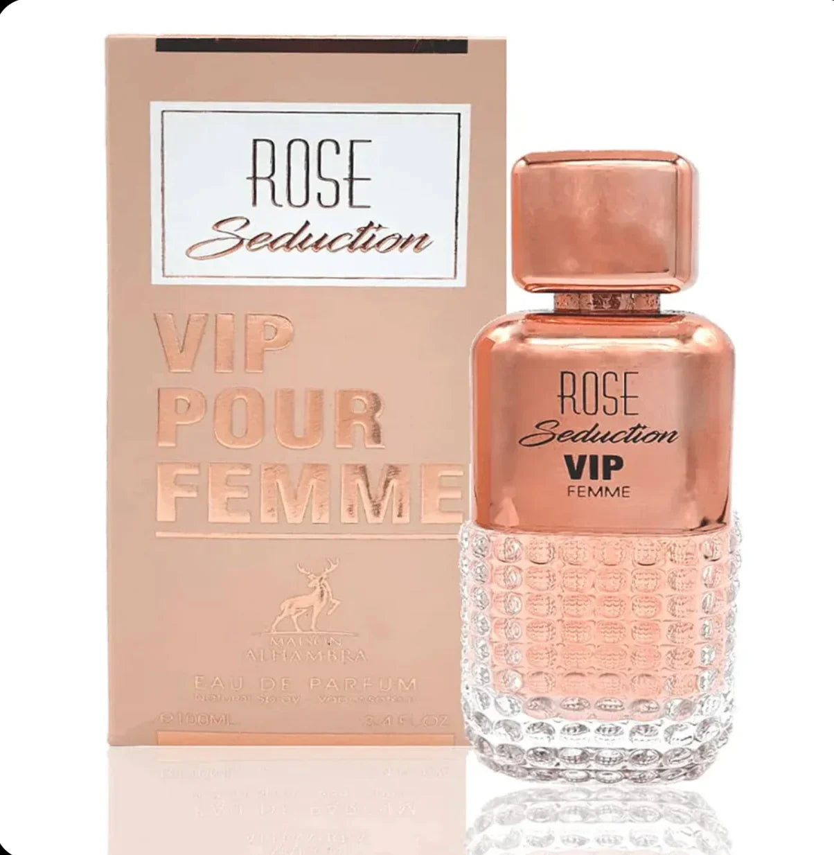 ROSE SEDUCTION VIP POUR FEMME BY MAISON ALHAMBRA EAU DE PARFUM 100ML 3.4 FL.OZ. FOR WOMEN ROSE SEDUCTION VIP POUR FEMME BY MAISON ALHAMBRA EAU DE PARFUM 100ML 3.4 FL.OZ. FOR WOMEN
