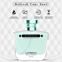 La French Happiness Eau De Perfume 100ml 3.4 Fl.oz. | Long Lasting & Perfect For Everyday Use