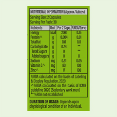 Patanjali Nutrela Vitamin C, Zinc, 60 Cap, With Potent Anti Oxidant, 39gm