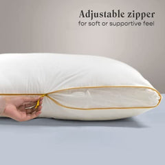 Microfiber Cloud Pillow With Adjustable Zipper, Standard Size - 27x18 Inches | White Pillow, Bed Pillow, Rectangular Deign, Hypoallergenic, Soft, Fresh & Breathable Use - 2 Piece