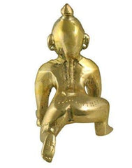 Golden Plated Laddu Gopal Idol, Bal Gopal, Thakur Ji Murti, Golden, Brass - Medium Size No.4, Petal Murti - 4 Inch, Janmashtami Special For Home Temple, Handmade Statue