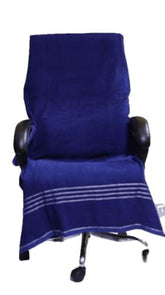 Ck Creation Cotton Big Size Solid Luxury Office Chair Towel With Tie Knot 1100 Gsm (Blue) - 2 Pcs