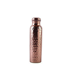 Copper Hammered Bottle Suitable For Home, School, College & Office - 1 Liter, 270 Grams, Leak Proof | Rust Proof, Easy To Carry, Pure & Healthy, 100% Toxin Free