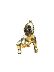 Ashtadhatu Krishna Idol, Laddu Gopal Ji, God Idol, Brass, Gold Idol - Size No.3, Thakur Ji Idol, Golden Hand Painted Statue, Occasion - Krishna Janmashtami, For Home Temple, Kanha Ji
