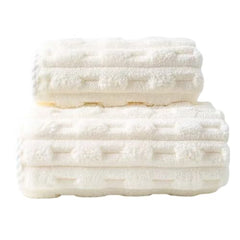 HomeCloud Korean Bath & Face Towel 400 Gsm | Plush Soft & Luxury Towel Set With Hanging Loop | 3x Softer Than Cotton Towels | Set Of 2 (Boxes White)