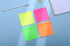 4 Colors Transparent Aesthetic Sticky Notes, Self Adhesive Sticky Note Pad, Memo Pads - 4 Pcs
