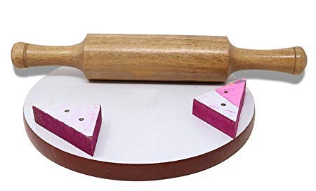 Dark Brown Wooden Chakla With Belan - 9 Inch | Roti Maker Or Rolling Board With Wooden Rolling Pin Dark Brown Wooden Chakla With Belan - 9 Inch | Roti Maker Or Rolling Board With Wooden Rolling Pin