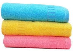 Ayus Cotton Bath Towel 1200 Gsm (Blue, Yellow & Pink) - Pack Of 3