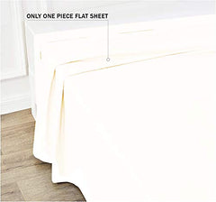 100% Cotton Double Bedsheets Queen Size - 90 X 100 Inches, Ivory | 750 Thread Count Sateen Finish Luxuries - Ideal For Guest Room, Hotel Quality | 1 Piece Bed Sheet
