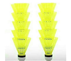 Dugraj Long Durable Badminton Nylon Shuttlecock Speed 76 , Medium | Yellow , Pack Of 10