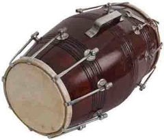 Wooden Professional Dholak, Brown Color - Nickel Plated Bolts & Nuts Used Goat Skin | Dholak For Festivals, Wedding, Satsang - Very Easy To Tune, Mango Wood Shale