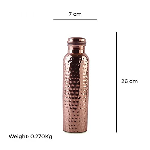 Copper Hammered Bottle Suitable For Home, School, College & Office - 1 Liter, 270 Grams, Leak Proof | Rust Proof, Easy To Carry, Pure & Healthy, 100% Toxin Free Copper Hammered Bottle Suitable For Home, School, College & Office - 1 Liter, 270 Grams, Leak Proof | Rust Proof, Easy To Carry, Pure & Healthy, 100% Toxin Free