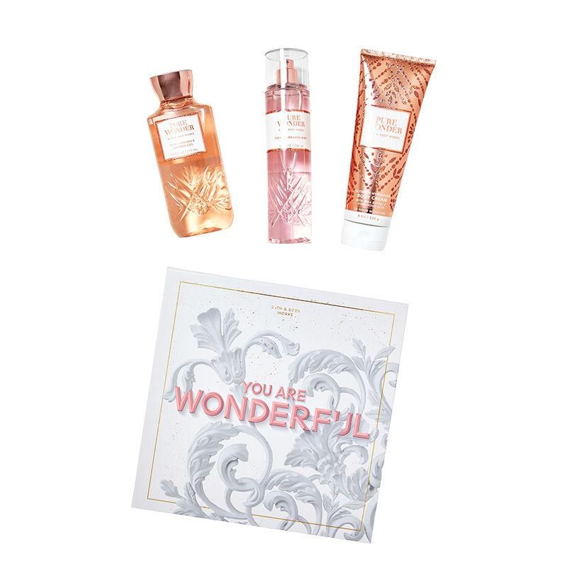 BATH & BODY WORKS PURE WONDER GIFT BOX SET 3 PCS 767ML 25.9 FL.OZ. BATH & BODY WORKS PURE WONDER GIFT BOX SET 3 PCS 767ML 25.9 FL.OZ.
