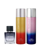 Ajmal Captivate & Persuade Deodrant 200ml 6.7 Fl.oz. + Ascend Eau De Parfum 50ml 1.6 Fl.oz. For Unisex | Combo Of 3