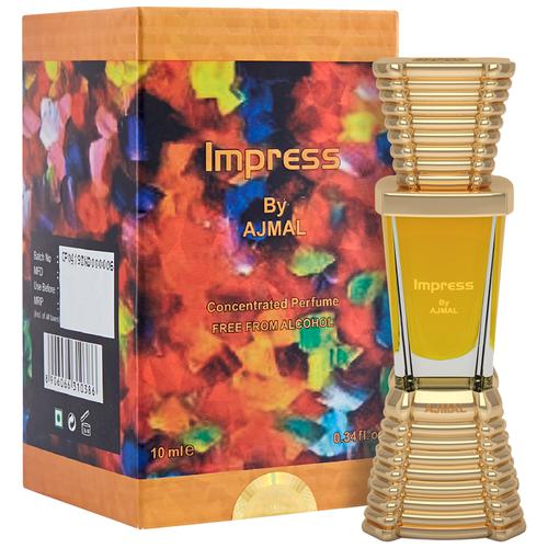 Ajmal Impresscp 10ml 0.3 Fl.oz. & Aurum 10ml 0.3 Fl.oz. Attar Perfum Oil Floral Musky, Woody Aromatic Non-alcohol For Unisex | Combo Of 2 Ajmal Impresscp 10ml 0.3 Fl.oz. & Aurum 10ml 0.3 Fl.oz. Attar Perfum Oil Floral Musky, Woody Aromatic Non-alcohol For Unisex | Combo Of 2