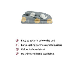 1 Single Bedsheet With One Pillow Cover - 60 X 90 Inches, Grey | Super Soft Premium Brushed Glace Cotton Bedsheet, Breathable & Wrinkle Free