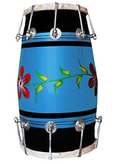 Wooden Musical Dholak Instrument Drum Nuts & Bolt With Full Tool Kit - Blue | Perfectly Symmetric Round Dholak - Dholak For Festival, Wedding, Satsang | Very Easy To Tune