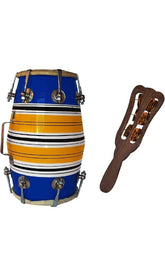 Baby Nut & Bolt Dholak With Hand Khartal Free - Multicolor | Perfectly Symmetric Round Dholak Nickel Plated Bolts & Nuts - Dholak For Festival, Wedding, Satsang | Very Easy To Tune