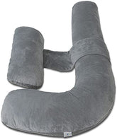 Pregnancy Pillow, Maternity Body Pillow For Sleeping, H Shaped Pillow, Grey - 55 Inch | Full Body Pillow, Pregnancy Pillow For Pregnant Women, Support Belly & Back, Removable Velvet Cover