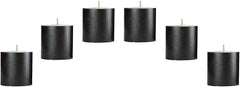 2 INCHES PILLAR CANDLES BLACK UNSCENTED INDOOR SET OF 6 | BURNING TIME 30 HOURS