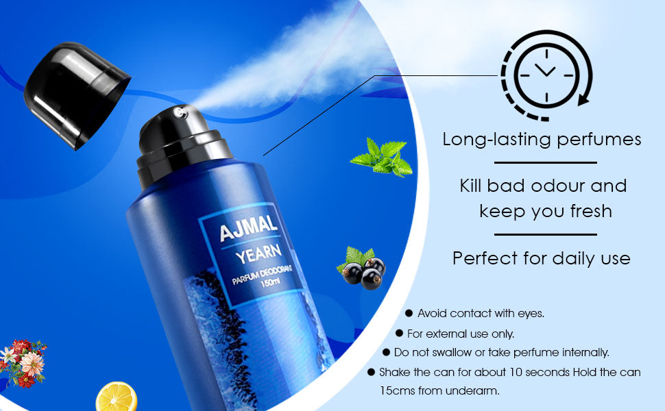 Ajmal Emulse Eau De Parfum 20ml 0.6 Fl.oz. & Yearn Deodorant 150ml 5 Fl.oz. Party Wear Gift For Men And Women | Pack Of 2 Ajmal Emulse Eau De Parfum 20ml 0.6 Fl.oz. & Yearn Deodorant 150ml 5 Fl.oz. Party Wear Gift For Men And Women | Pack Of 2