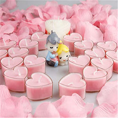 TEALIGHT CANDLES HEART SHAPE FRAGRANCE PINK ROSE | BURNING TIME 5 HOUR SET OF 10