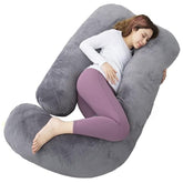 Necxy Multifunctional J Shaped Pregnancy, Maternity Pillow, Full Body Pillow, Grey | For Pregnant Women, For Belly Stomach & Hip Pain - Body Support Pillow With Washable Cover