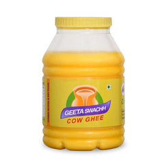 Organic Cow Desi Ghee By Geeta Swachh | Natural & Healthy Curd-Churned Desi Cow Ghee Good For Cooking, Frying | (5 Litre) 169.0 Ounce | Jar Pack