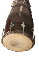 20 To 21 Inches Naal Wooden Dholki, Brown - Hand Beaten Acoustic Materials | Suitable For Intermediate To Professional Level Players