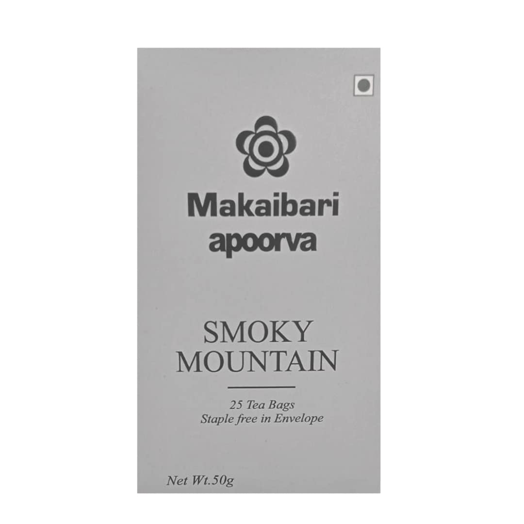 Makaibari Apoorva Smoky Mountain Black Tea - 50gm, 1.7 Ounce, 25 Teabags | USDA Certified Premium Darjeeling Black Tea - Roasted Darjeeling Long Leaf Tea | Low Caffeine