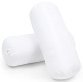 Microfiber Bolster Pillow For Bed & Sofa, Side, Round, White - 10 X 25 Inch | Diwan Cushions | Light, Soft & Fluffy For Neck & Back Support, Washable & Durable Pillow With Cover - Set Of 2