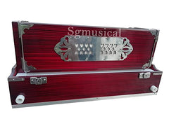 Musical Instrument Harmonium With Full Wooden Top Cover - Total 42 Keys, Double Bellows, Two Reeds (Base- Male), 3 1/2 Octaves | Instant Response Keyboard - No Lag Time