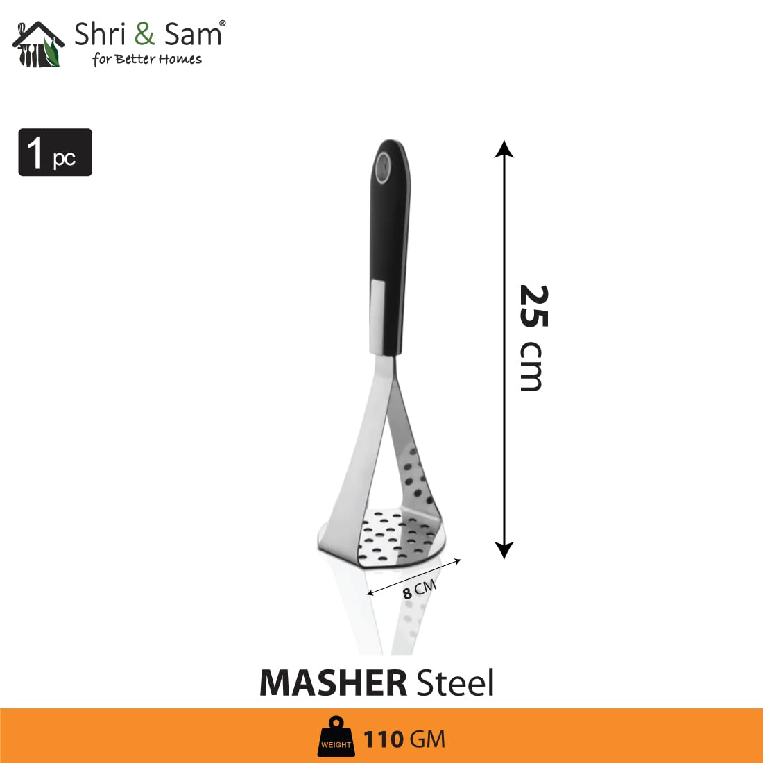 High Grade Stainless Steel Double Handle Masher, Silver | Easily Mash Boiled Potatoes & Other Vegetables For Pav Bhaji, Stuffed Paratha, Masala Dosa (Small) High Grade Stainless Steel Double Handle Masher, Silver | Easily Mash Boiled Potatoes & Other Vegetables For Pav Bhaji, Stuffed Paratha, Masala Dosa (Small)