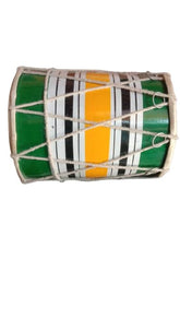 Baby Mini Dholak For Kids Or Decoration - Green & Yellow | Perfectly Symmetric Round Dholak - Dholak For Festival, Wedding, Satsang | Punjabi Dhol Drum, Housewarming Gifts