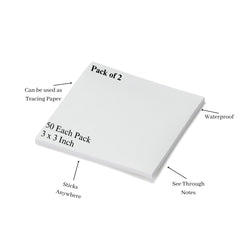 100 Sheets Transparent Sticky Notes Set 3 X 3 Inch | Material Office Stationery - Pack Of 2 Pcs