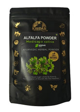 Kirdaar Alfalfa Leaf Powder I Pure & Natural Traditional Method Made Herbal, Ayurvedic For Men & Women | Make Smoothies, Green Juice, & Herbal Meals | 100gm 0.2lbs