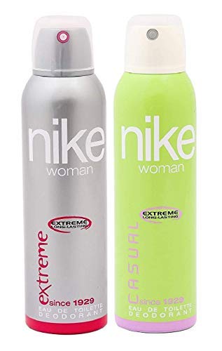 Nike Extreme & Casual Women Eau De Toilette Deodorant Body Spray 400ml 13.5 Fl.oz. Pack Of 2 | Perfect For Officewear Nike Extreme & Casual Women Eau De Toilette Deodorant Body Spray 400ml 13.5 Fl.oz. Pack Of 2 | Perfect For Officewear