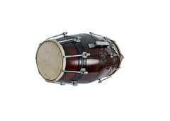Handcrafted Wooden Dholak Musical Instrument - Dark Brown | Perfectly Symmetric Round Dholak - Dholak For Festival, Wedding, Satsang | Very Easy To Tune